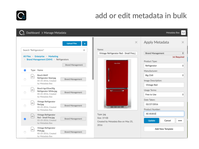 screenshot of MetaData Tools for Box